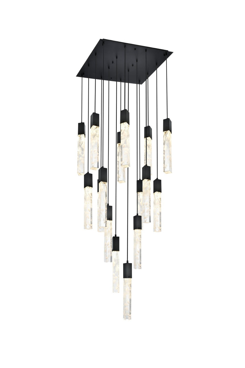 Elegant Lighting 2088G30BK 16 Light Pendant, Black