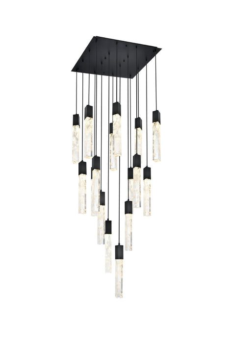 Elegant Lighting 2088G30BK 16 Light Pendant, Black