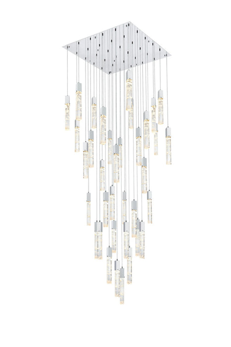 Elegant Lighting 2088G42SG 36 Light Chandelier, Satin Gold
