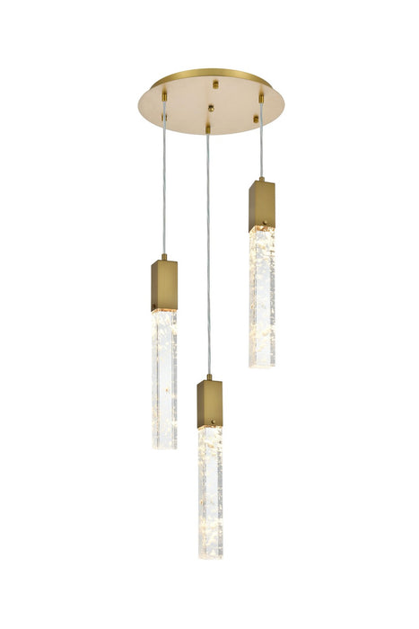 Elegant Lighting 2089D16SG Three Light Chandelier, Satin Gold