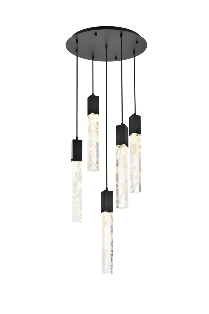Elegant Lighting 2089D20BK Five Light Chandelier, Black