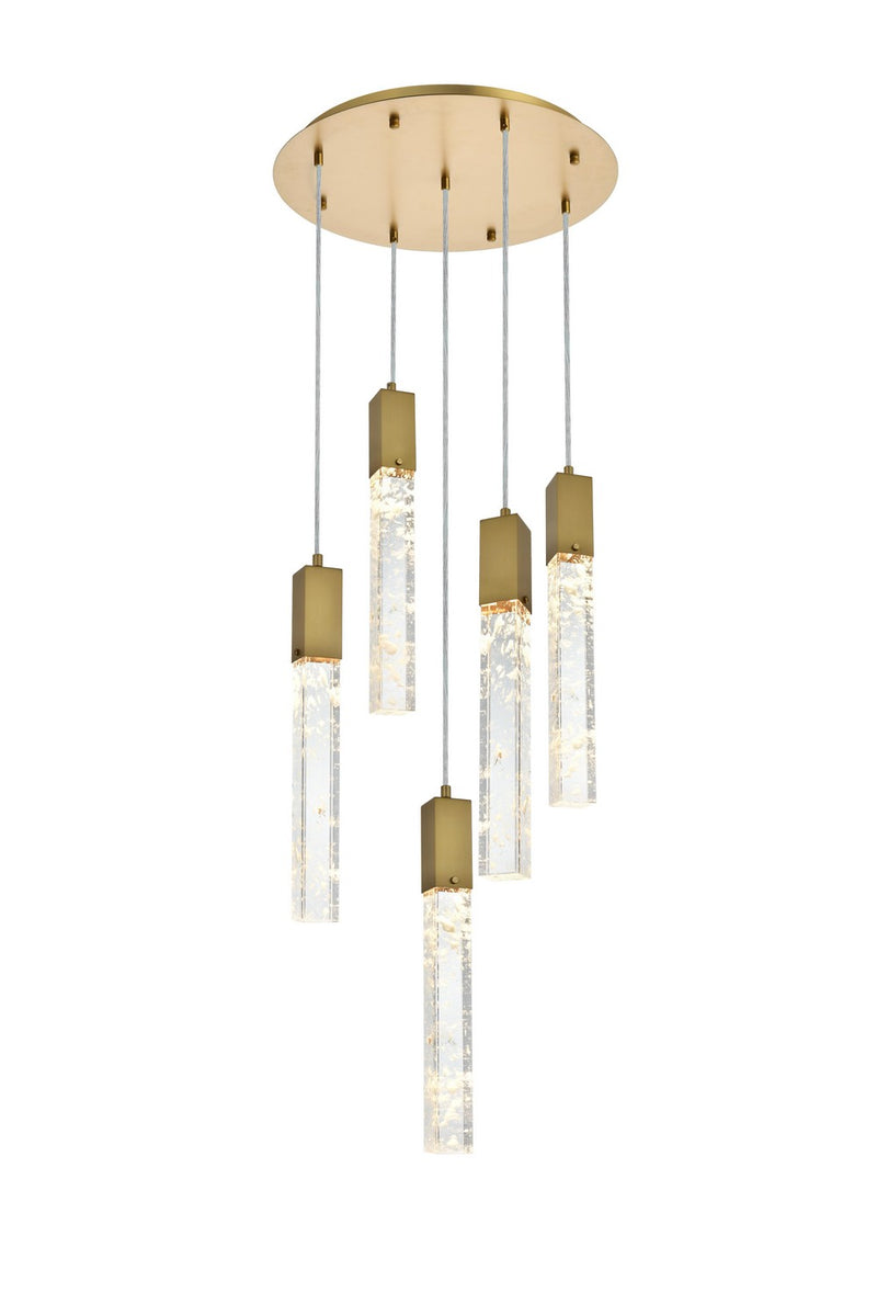 Elegant Lighting 2089D20SG Five Light Chandelier, Satin Gold