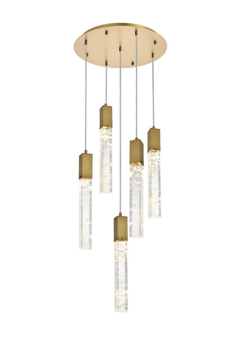 Elegant Lighting 2089D20SG Five Light Chandelier, Satin Gold