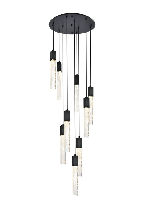 Elegant Lighting 2089D24BK Nine Light Chandelier, Black