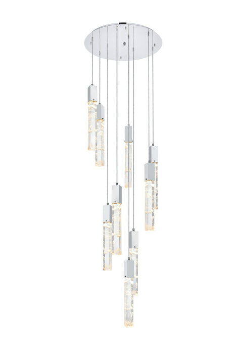 Elegant Lighting 2089D24C Nine Light Chandelier, Chrome
