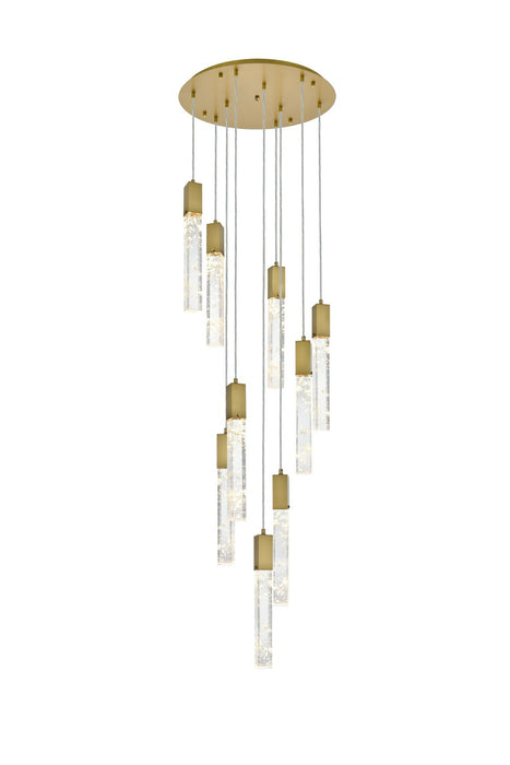 Elegant Lighting 2089D24SG Nine Light Chandelier, Satin Gold