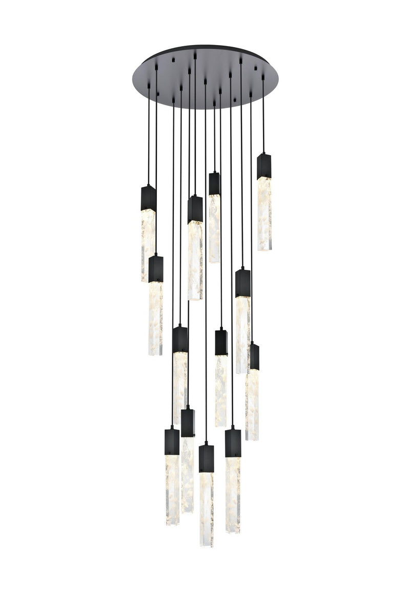 Elegant Lighting 2089G30BK 13 Light Chandelier, Black
