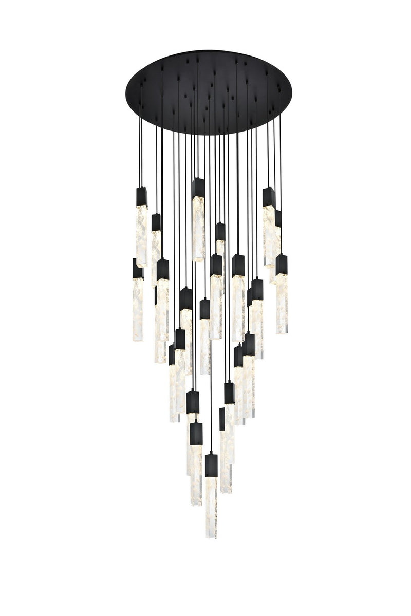 Elegant Lighting 2089G42BK 25 Light Chandelier, Black