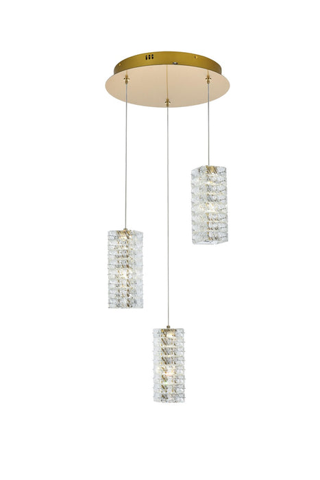 Elegant Lighting 3680D3RSG LED Pendant, Satin Gold