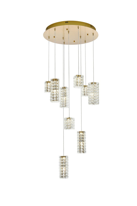 Elegant Lighting 3680D9SG LED Pendant, Satin Gold
