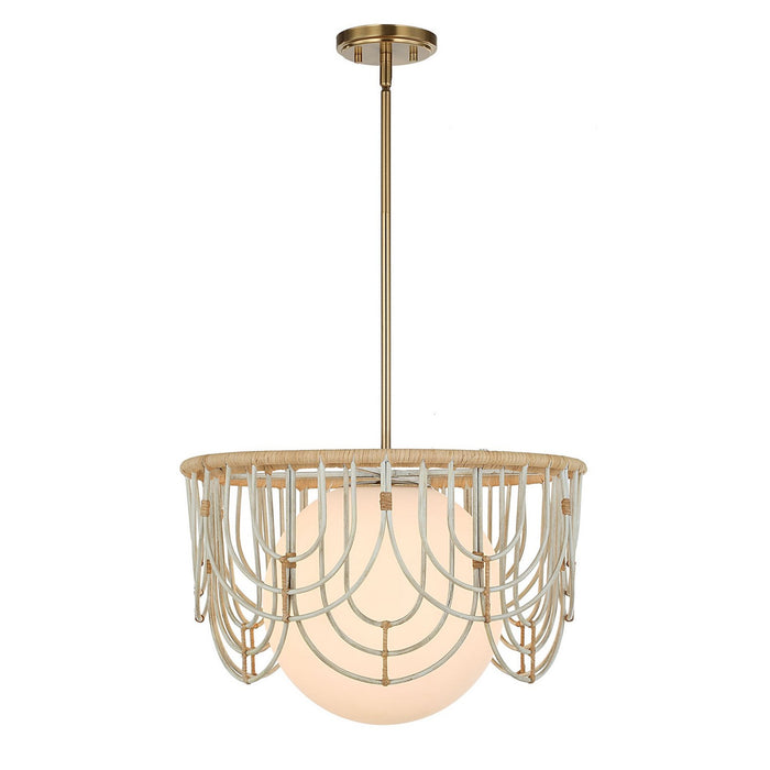 Uttermost 21605 One Light Pendant, Warm Brass And Antique White