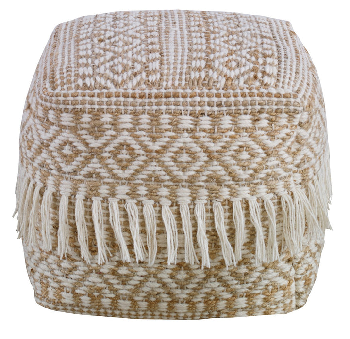Uttermost 23972 Pouf, Soft Ivory And Rich Brown