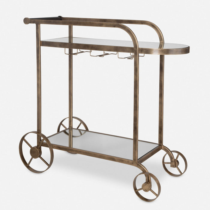 Uttermost 50016 Bar Cart, Antique Brass