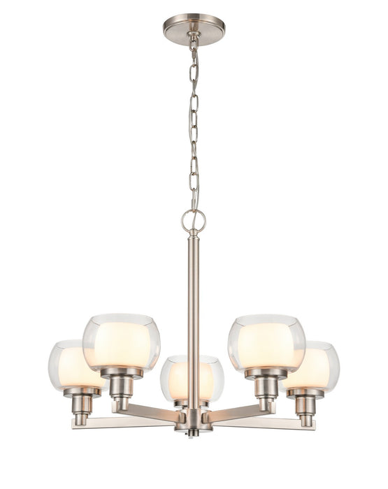 Innovations 330-5CR-SN-CLW Five Light Chandelier, Satin Nickel
