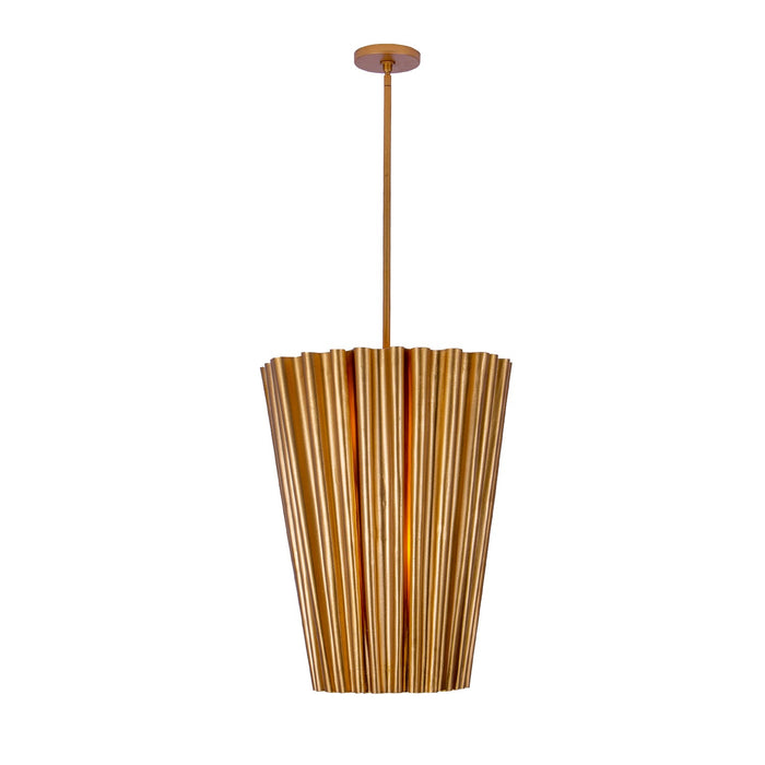 Kalco 522851BGL Six Light Foyer Pendant, Bright Gold Leaf