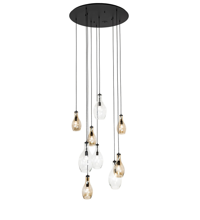 Meyda Tiffany 255908 Nine Light Pendant, Satin Black Wrought Iron