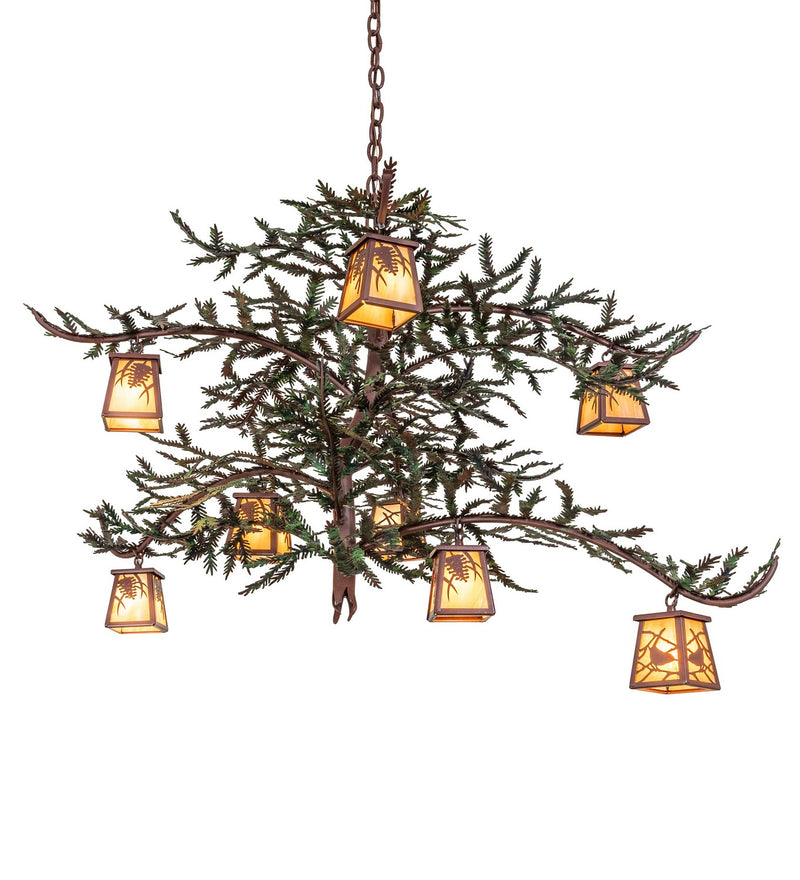 Meyda Tiffany 269042 Eight Light Chandelier, Rust & Green Branches