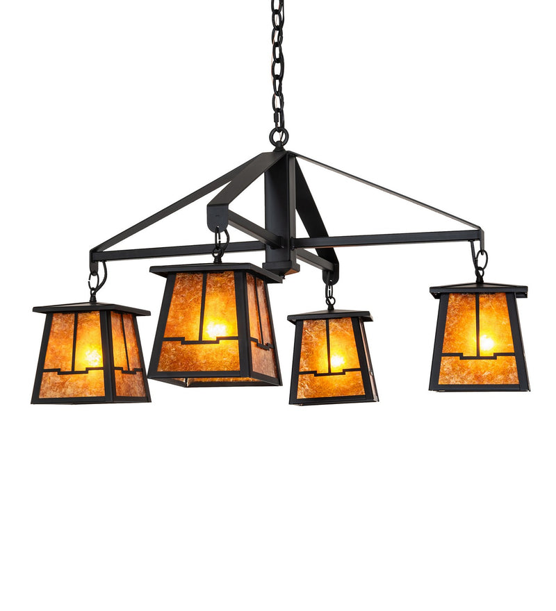 Meyda Tiffany 275597 Four Light Chandelier, Flat Black