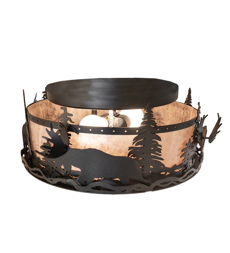 Meyda Tiffany 276142 Two Light Flushmount, Textured Black