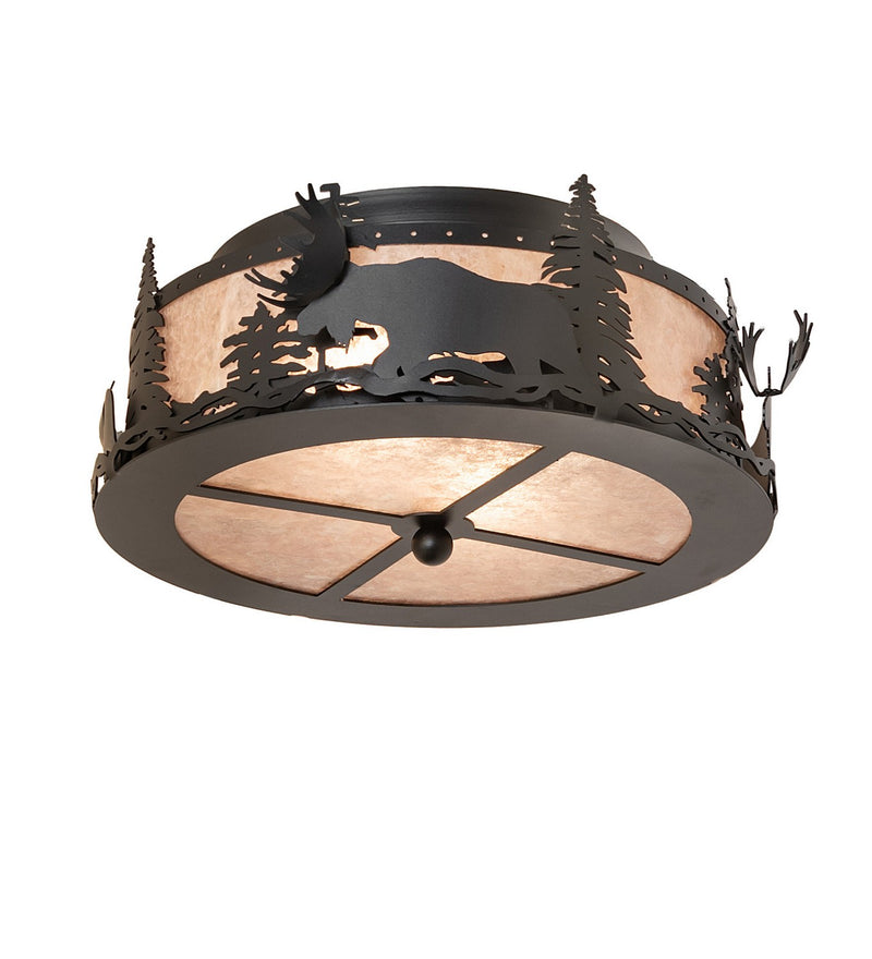 Meyda Tiffany 276142 Two Light Flushmount, Textured Black