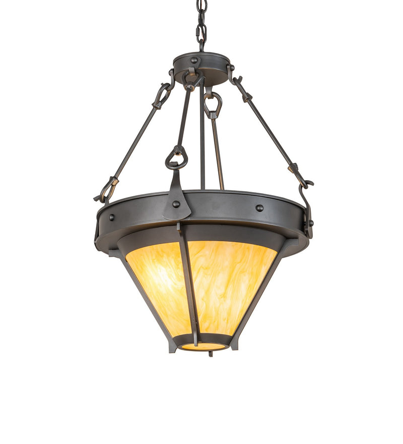 Meyda Tiffany 276195 Three Light Pendant, Wrought Iron