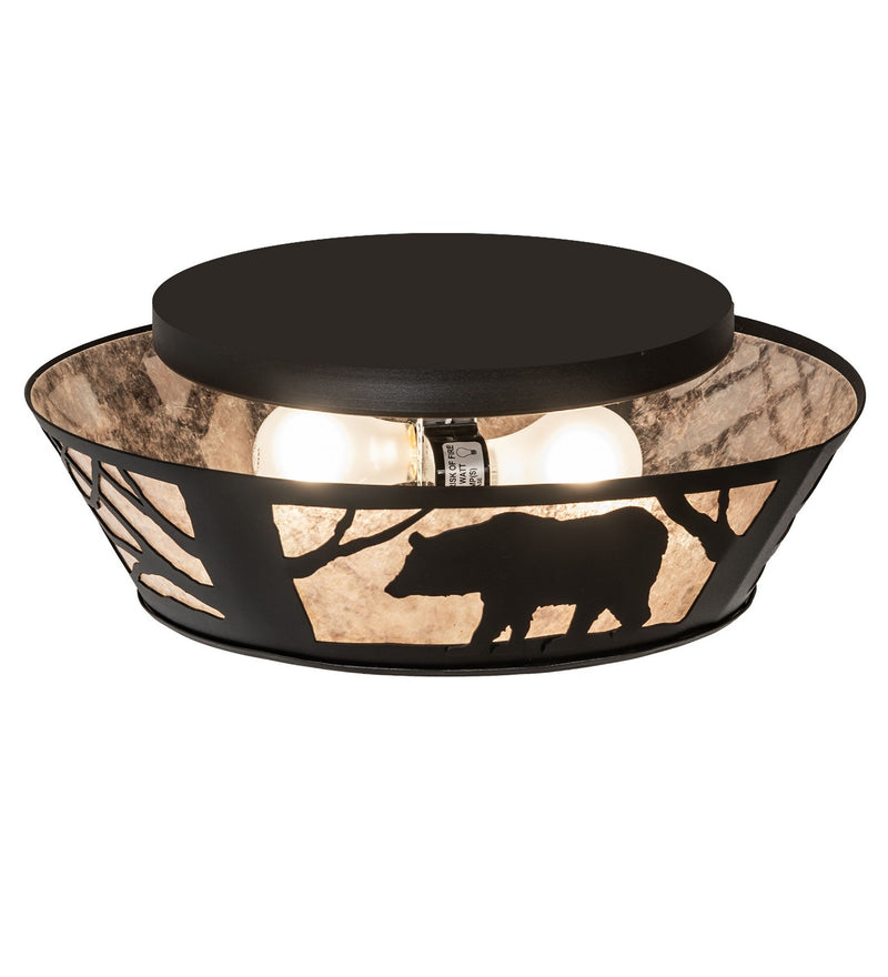 Meyda Tiffany 65607 Two Light Flushmount, Textured Black