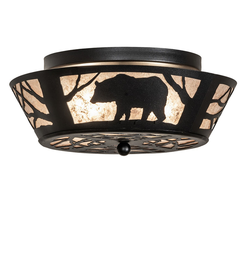Meyda Tiffany 65607 Two Light Flushmount, Textured Black