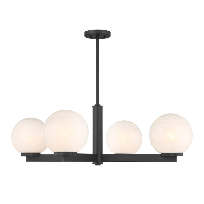 Meridian M100123MBK Four Light Chandelier, Matte Black