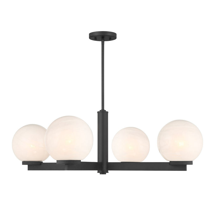 Meridian M100123MBK Four Light Chandelier, Matte Black
