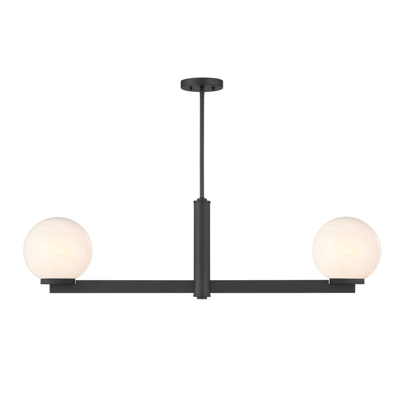 Meridian M100124MBK Two Light Linear Chandelier, Matte Black