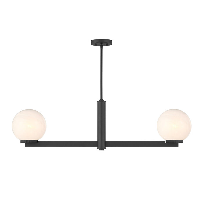 Meridian M100124MBK Two Light Linear Chandelier, Matte Black
