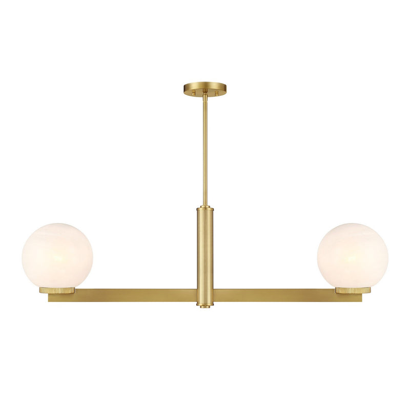 Meridian M100124NB Two Light Linear Chandelier, Natural Brass