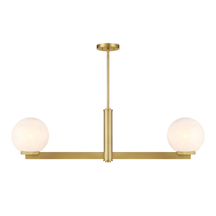 Meridian M100124NB Two Light Linear Chandelier, Natural Brass