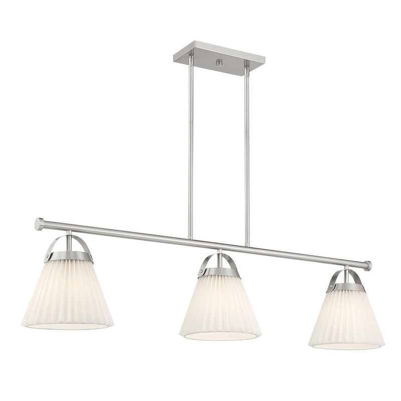 Meridian M100125BN Three Light Linear Chandelier, Brushed Nickel