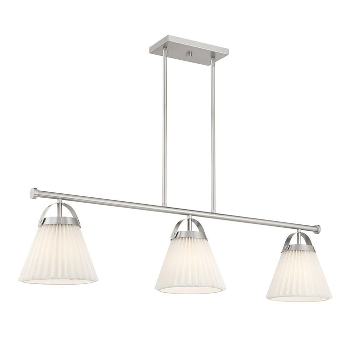 Meridian M100125BN Three Light Linear Chandelier, Brushed Nickel