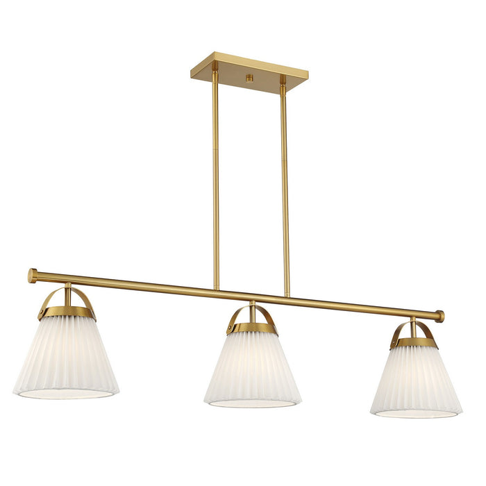 Meridian M100125NB Three Light Linear Chandelier, Natural Brass