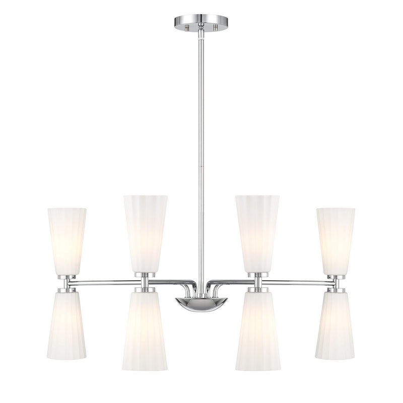 Meridian M100126CH Eight Light Chandelier, Chrome