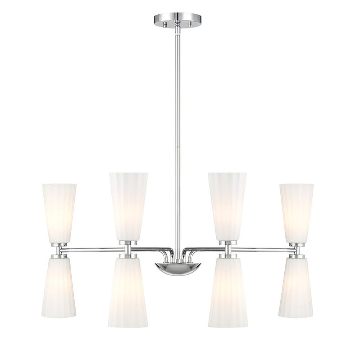Meridian M100126CH Eight Light Chandelier, Chrome