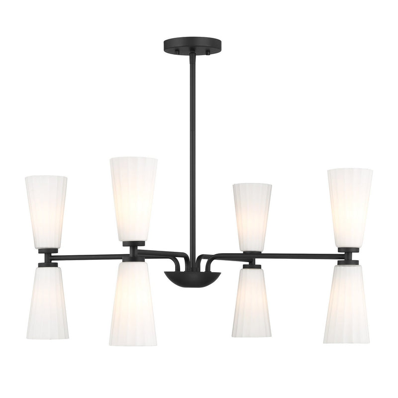 Meridian M100126MBK Eight Light Chandelier, Matte Black
