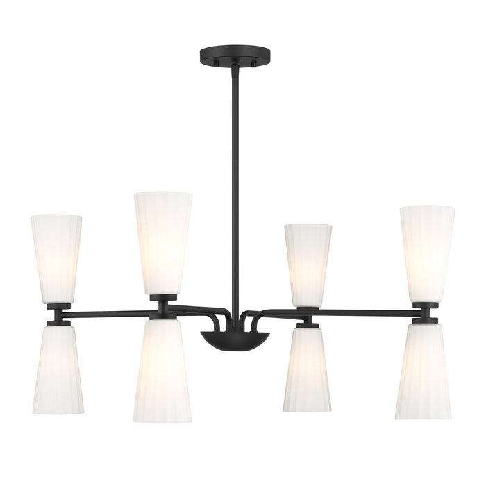 Meridian M100126MBK Eight Light Chandelier, Matte Black