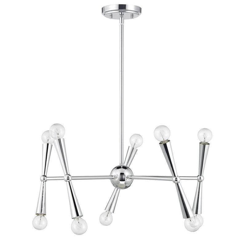 Meridian M100128CH Ten Light Chandelier, Chrome