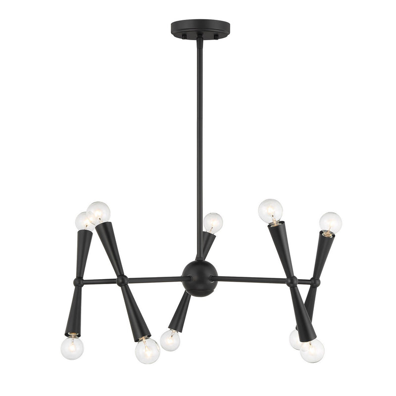 Meridian M100128MBK Ten Light Chandelier, Matte Black