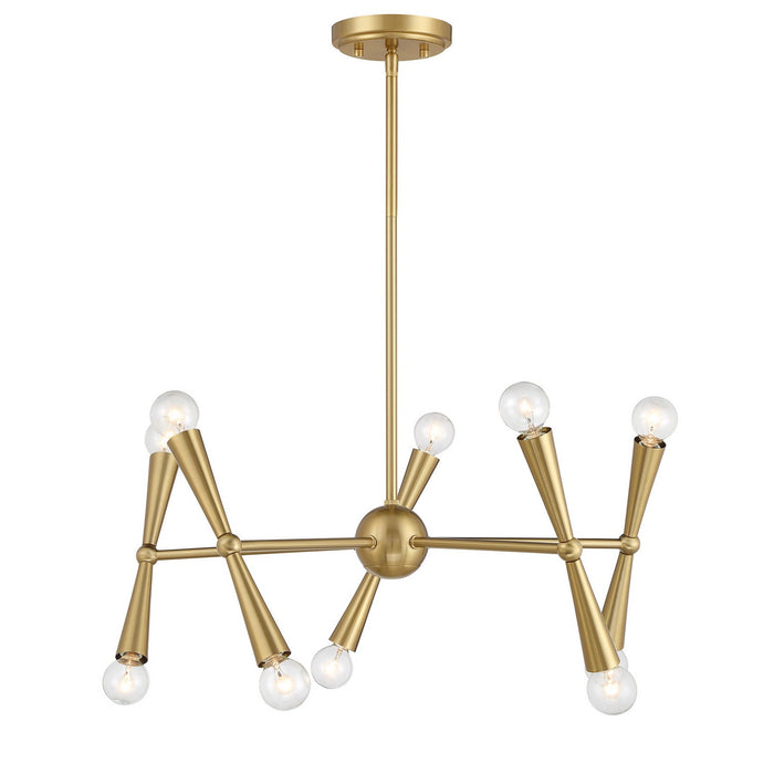 Meridian M100128NB Ten Light Chandelier, Natural Brass