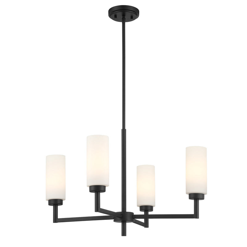 Meridian M100129MBK Four Light Chandelier, Matte Black