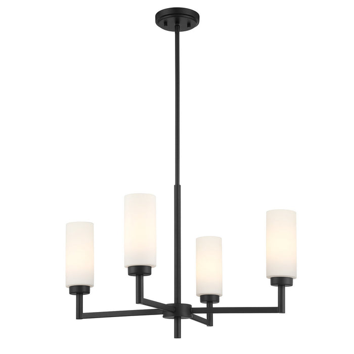 Meridian M100129MBK Four Light Chandelier, Matte Black