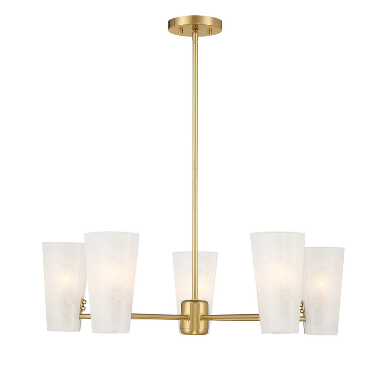 Meridian M100130NB Four Light Chandelier, Natural Brass