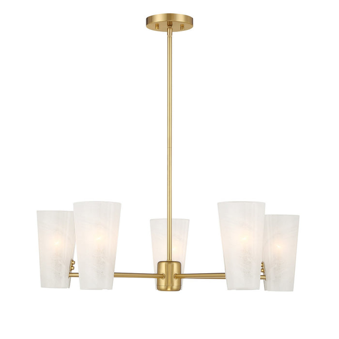Meridian M100130NB Four Light Chandelier, Natural Brass
