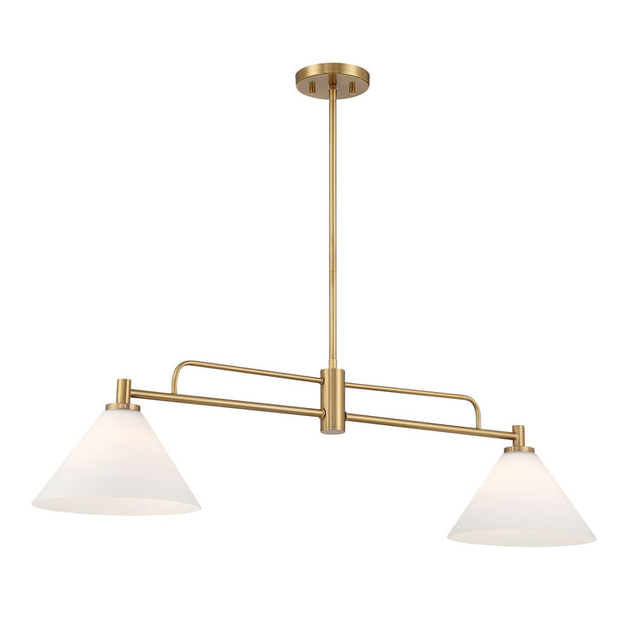 Meridian M100136NB Two Light Chandelier, Natural Brass