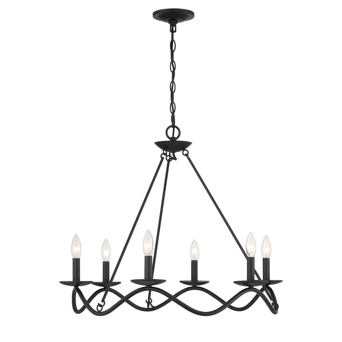 Meridian M100137MBK Six Light Chandelier, Matte Black