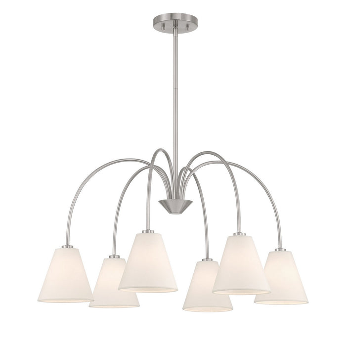 Meridian M100138BN Six Light Chandelier, Brushed Nickel